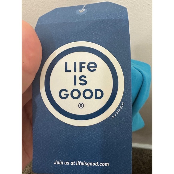 LIFE IS‎ GOOD NWT WOMEN'S HOODED T-SHIRT IN BLUE SMOOTH VINTAGE LOTUS  SIZE S - Picture 6 of 7